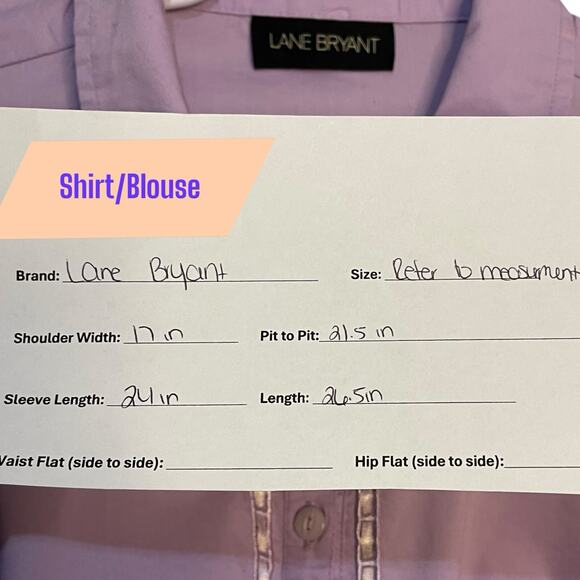 Lane Bryant Button Up Shirt Women's XL Purple Ribbon Accent Business Casual Top - Picture 8 of 8